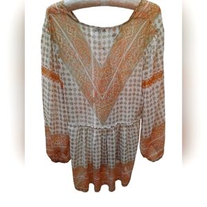 Rose & Olive Boho Semi Sheer Long Sleeve Flowy Top